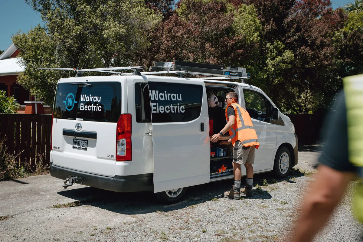 Wairau Electric team arriving for residential electrical work